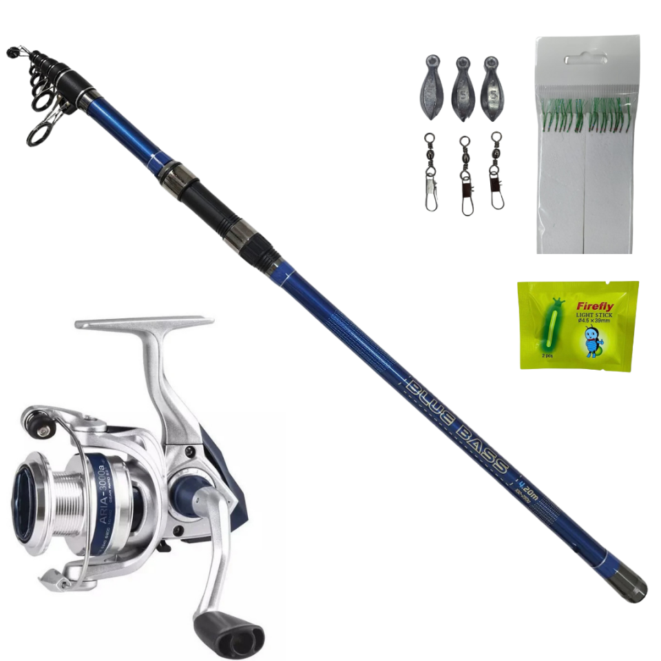 Kendo Blue Bass 4.20 cm 100-250 gr - Okuma Aria 6000 Makine Teleskopik Olta Takımı